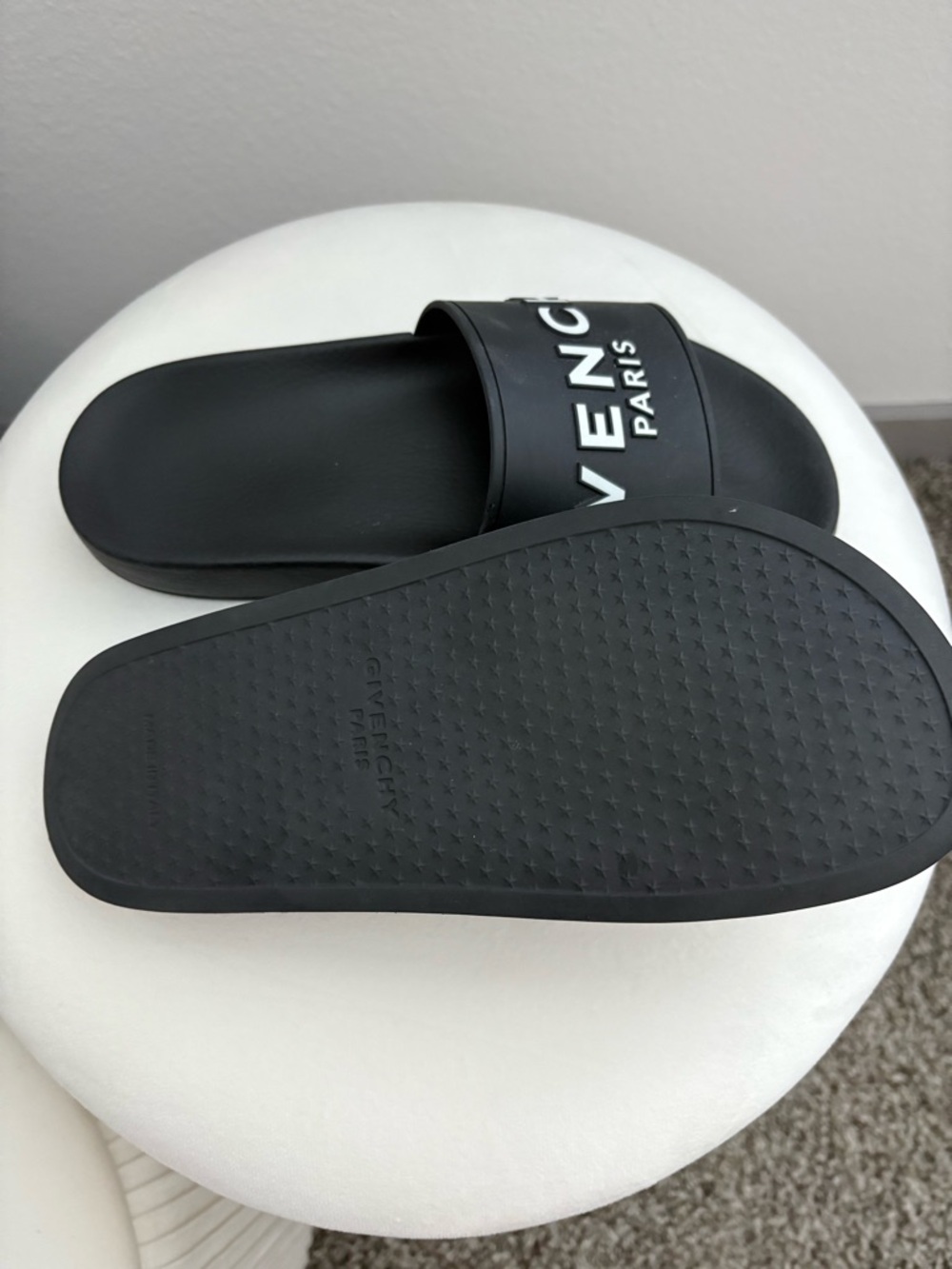 Authentic Givenchy Black Paris Logo Slide Sandals - Picture 3 of 6